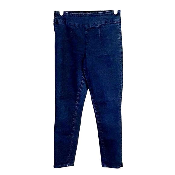 Hot Topic High Rise Pants Skinny Fit Jeans Side Zip Denim Dark Blue Size 5 - Picture 1 of 5
